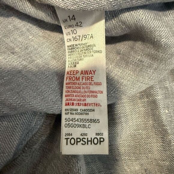 Topshop Chambray Bow Tie Cutout Front Sleeveless Sundress Blue Size 10 - Picture 5 of 5